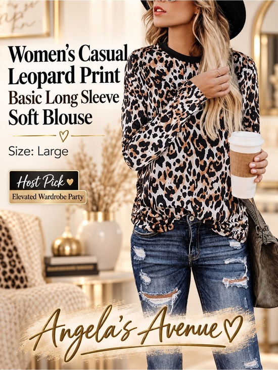 angelas_avenue Tops - Casual Leopard Print Basic Long Sleeve Soft Blouse 🎉 HOST PICK🎉 NEW